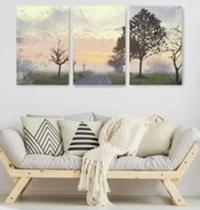 Trio De Quadros Decorativos Paisagem Pintada"