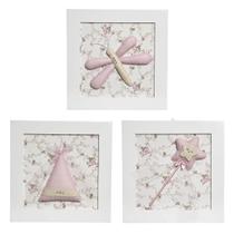 Trio De Quadros Fada Quarto Bebê Infantil Menina