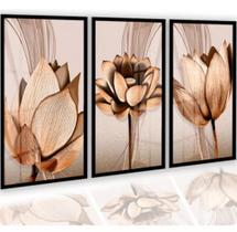 Trio De Quadros Flores Tendência Grande"