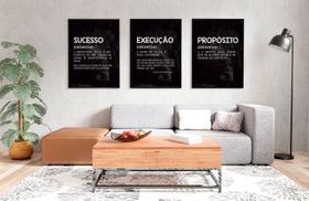 Trio de Quadros Moldurado Blackboard Sucesso, Execução e Propósito