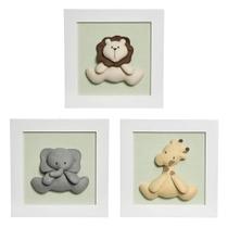 Trio De Quadros Selva Quarto Bebê Infantil Menina Menino
