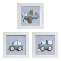Trio De Quadros Transporte Quarto Bebê Infantil Menino Trio De Quadros Transporte Quarto Bebê Infantil Menino