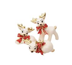 Trio de Rena de Cerâmica Enfeite Decoração Presépio Natal - DECORE CASA