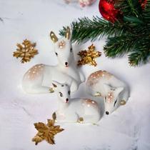 Trio De Rena Miniatura Decoração Enfeite De Natal Ceramica