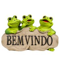 Trio De Sapo Bem Vindo Em Resina Decoração Jardim Trio De Sapo Bem Vindo Em Resina Decoração Jardim