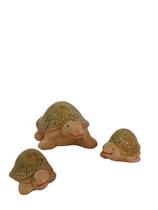 Trio de Tartarugas de porcelana miniaturas enfeite