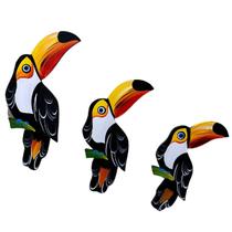 Trio De Tucano Decorativo De Parede Mdf Kit Decoração Casa - Grupo Stillo Decor&Home