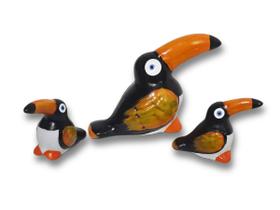 Trio de tucanos mini p/decoração de vasos arranjos e jardim