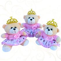 Trio De Ursinhas Pelúcia Princesa PMG Bebê Maternidade Presente Brinquedo Para Nicho Quarto Atacado - Lê Pelúcias Antialérgico Baby
