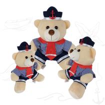 Trio De Ursinho Pelúcia Para Nicho Marinheiro Presente Almofada Atacado Brinquedo Bebe Realista