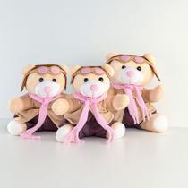Trio de Ursinhos Aviadores Menina Menino Pelúcia Para Decoração Nicho Presente Enfeite
