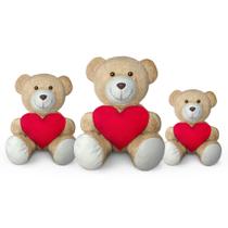 Trio De Ursinhos De Pelúcia Articulado Com Coração Presente Amor 15, 20 e 25cm Trio De Ursinhos De Pelúcia Articulado Com Coração Presente Amor 15, 20 e 25cm