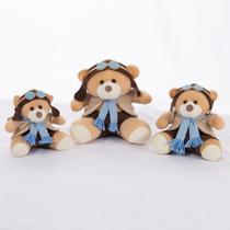 Trio De Ursinhos Para Nicho Luxo 15 cm 20 cm 25 cm - Aviador Azul Bebê