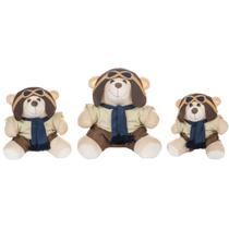 Trio De Ursinhos Para Nicho Pelúcias Menino Aviador Marinheiro Príncipe Bebe Presente Brinquedo Diversos Decorativo