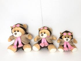 Trio De Ursinhos Para Nichos 15cm 20cm 25cm Coroa - Aviador - Menino - Menina