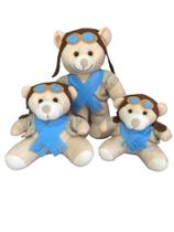 Trio de urso aviador azul bebê