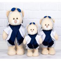 Trio de urso aviador classico em pé - para nichos
