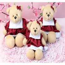 Trio de urso de pelucia nino vestido liso