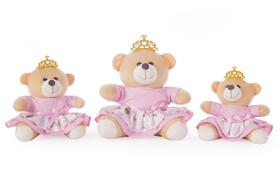 Trio de Urso Princesa Vestido Rosinhas