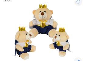 Trio De Urso Príncipe Para Nicho Bebe Presente Brinquedo Almofada Atacado Realista Dia - Lê Pelúcias Antialérgico Baby