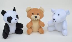 Trio de ursos de pelúcia 3 bichinhos ursinho marrom panda polar