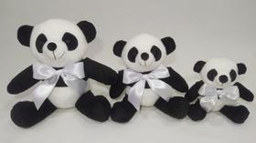 Trio De Ursos Infantil Panda Pelúcia Fofinho Nichos P 15 cm M 20 cm G 25cm - Pandora Baby Enxovais