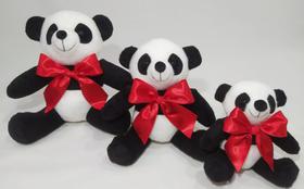 Trio de Ursos Panda Decoração Presentear Nichos Infantil
