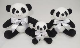 Trio de Ursos Panda Decoração Presentear Nichos Infantil