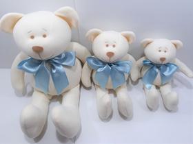 Trio de ursos pelúcia soft para nicho decoração bebê infantil quarto
