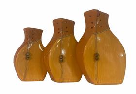 Trio de vaso cerâmica 6 furos marron
