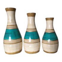 Trio de Vaso em cerâmica decorativo tamanho: G 22x10cm M19x9cm P 16,5x8cm