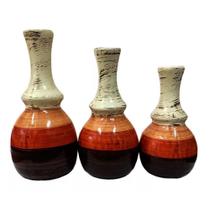 Trio de Vasos Centro de Mesa em Cerâmica Decorativos - Coloridas - Retrofenna Decor