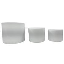 Trio De Vasos Cerâmica Cilíndrico Branco P M G Para Plantas
