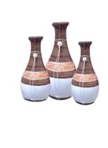 Trio De Vasos De Cerâmica Decorativos - Enfeite Para Sala Quarto Rack Aparador