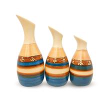 Trio De Vasos De Cerâmica Decorativos - Enfeite Para Sala Quarto Rack Aparador