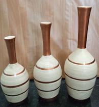 Trio de vasos dourado - Ceramica judite