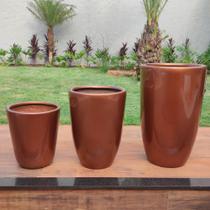 Trio De Vasos Fibra De Vidro Estilo Vietnamita 37, 48, 63cm - Marlot Decor