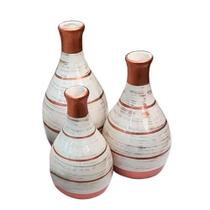 Trio de Vasos Garrafas em Cerâmica Decor - Rose Gold