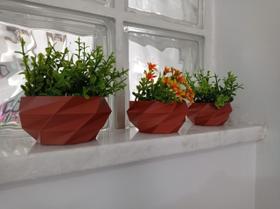 Trio de Vasos Geométricos Modernos Decorativos em Plástico