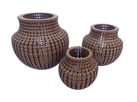 Trio de Vasos Jarro Largo MDF Design Meia Pérola