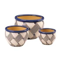 Trio de Vasos para Plantas Accent Plus com Estampa Geométrica Colorida