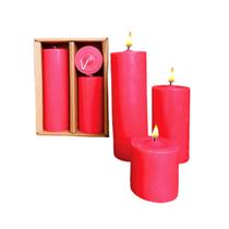 Trio de Velas Cilíndricas Vermelha 5cm, 10cm E 15cm Decoração Festas Trio de Velas Cilíndricas Vermelha 5cm, 10cm E 15cm Decoração Festas