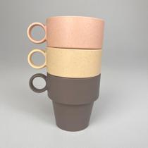 Trio de Xícaras Café Bambu ECO Coloridas 90ml Empilháveis