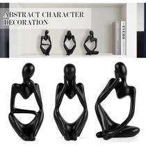 Trio Decorativo Estatueta Abstrata Pensamento Resina Moderna