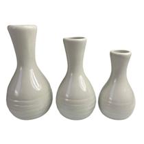 Trio decorativo vaso garrafa branco gelo de cerâmica moderno