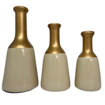 Trio decorativo vaso garrafa cobre de cerâmica moderno