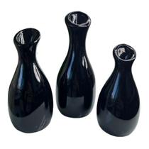 Trio decorativo vaso garrafa de cerâmica preto moderno