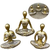 Trio Decorativo Yoga Meditação Em Resina Bailarina Meditando Trio Decorativo Yoga Meditação Em Resina Bailarina Meditando