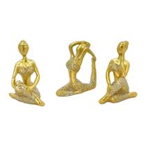 Trio Decorativo Yoga Meditação Em Resina meditando posição enfeite rezando kit cj