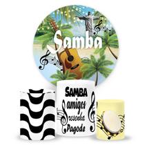 Trio e Painel de festa Samba, Painel Redondo, Capa de Cilindro e Portal Veste Fácil Trio e Painel de festa Samba, Painel Redondo, Capa de Cilindro e Portal Veste Fácil